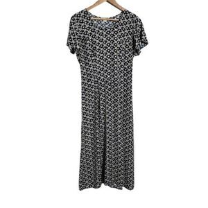 VTG 90s Y2K Rampage R-Wear Floral Midi Dress Juniors 7/9 Navy Blue Cottagecore